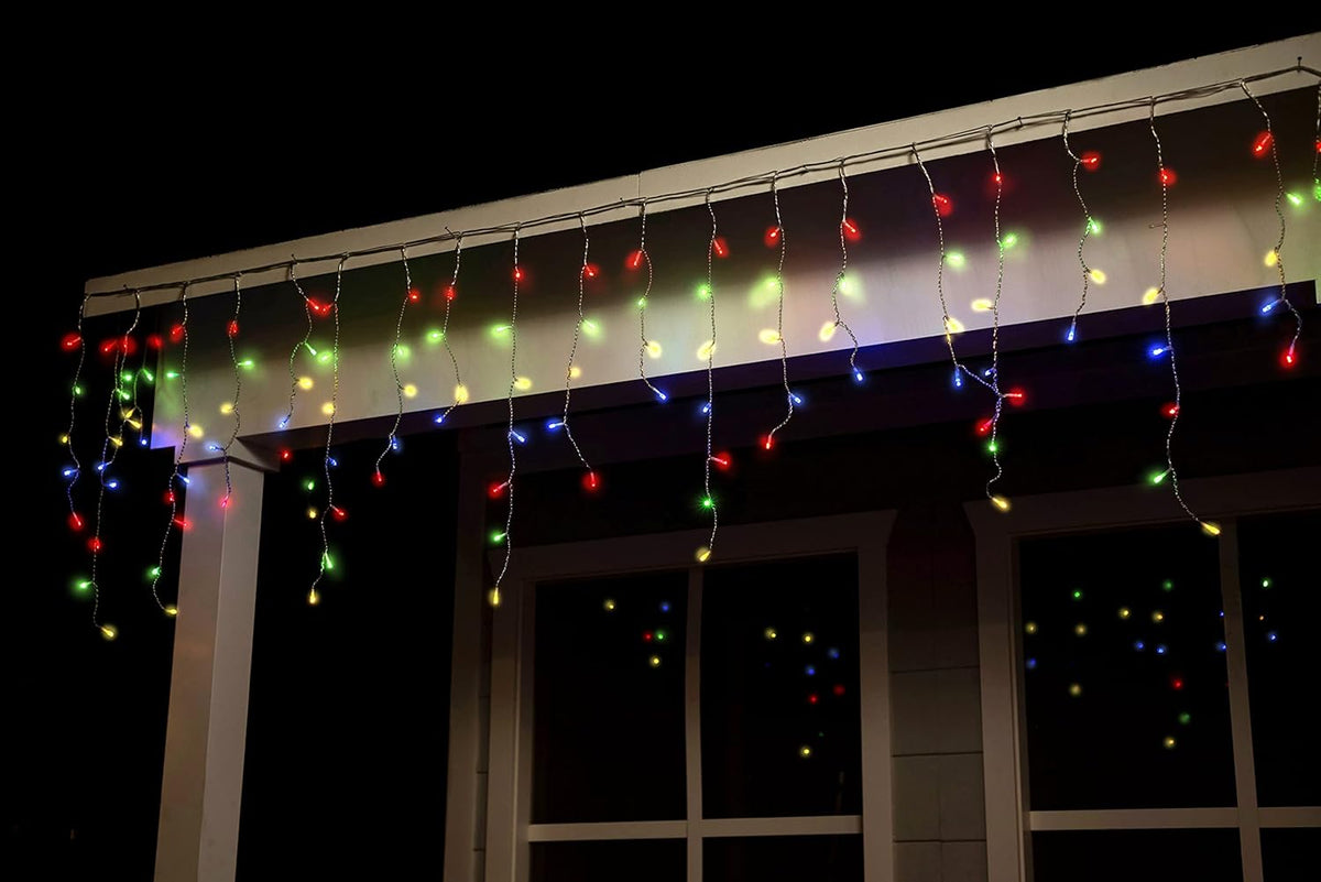 47 Ft., 416 LED Color Changing Icicle Lights, Clear Wire String Lights – Indoor/Outdoor