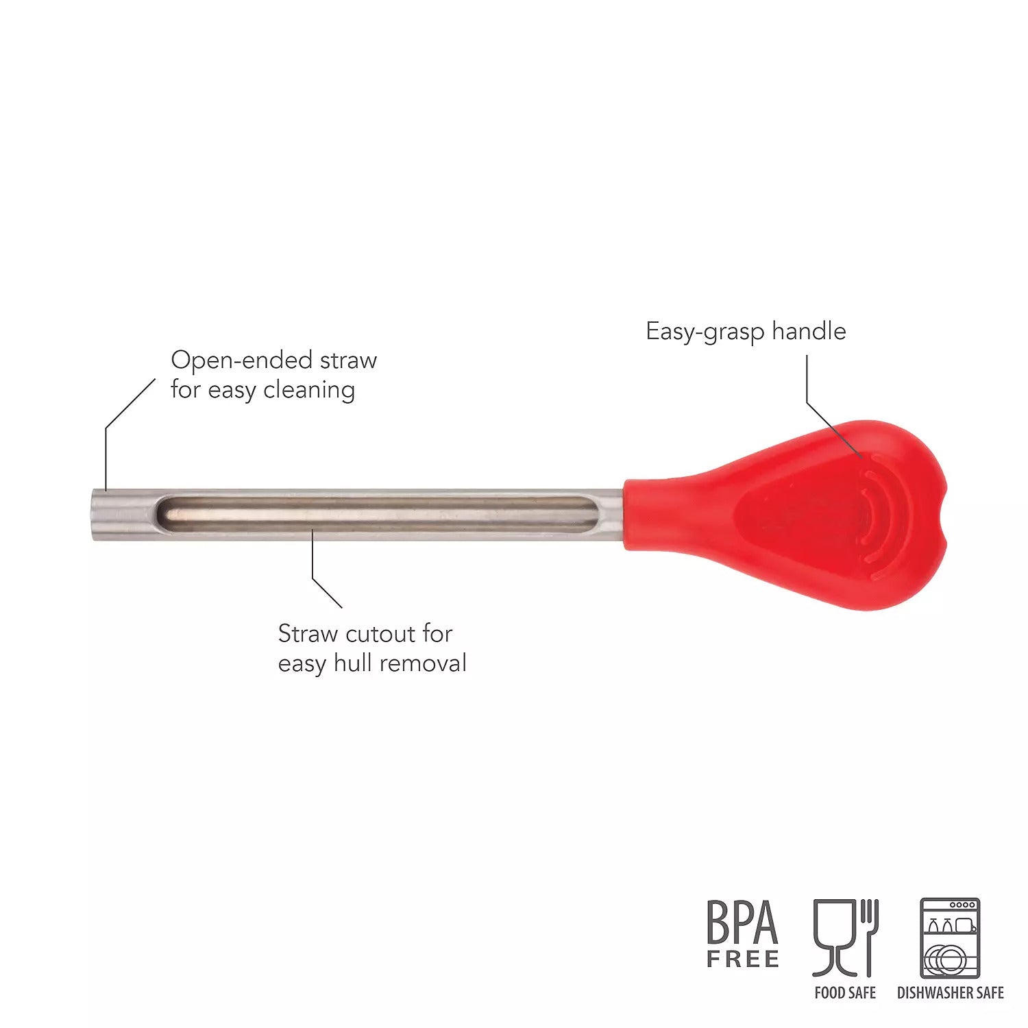 1pc Silicone Handle Strawberry Huller, Red - Easy To Use, Pop Out The Hull!