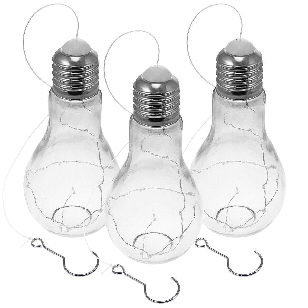 3 Indoor/Outdoor Glass Pendant Lanterns - Fairy Lights Inside!