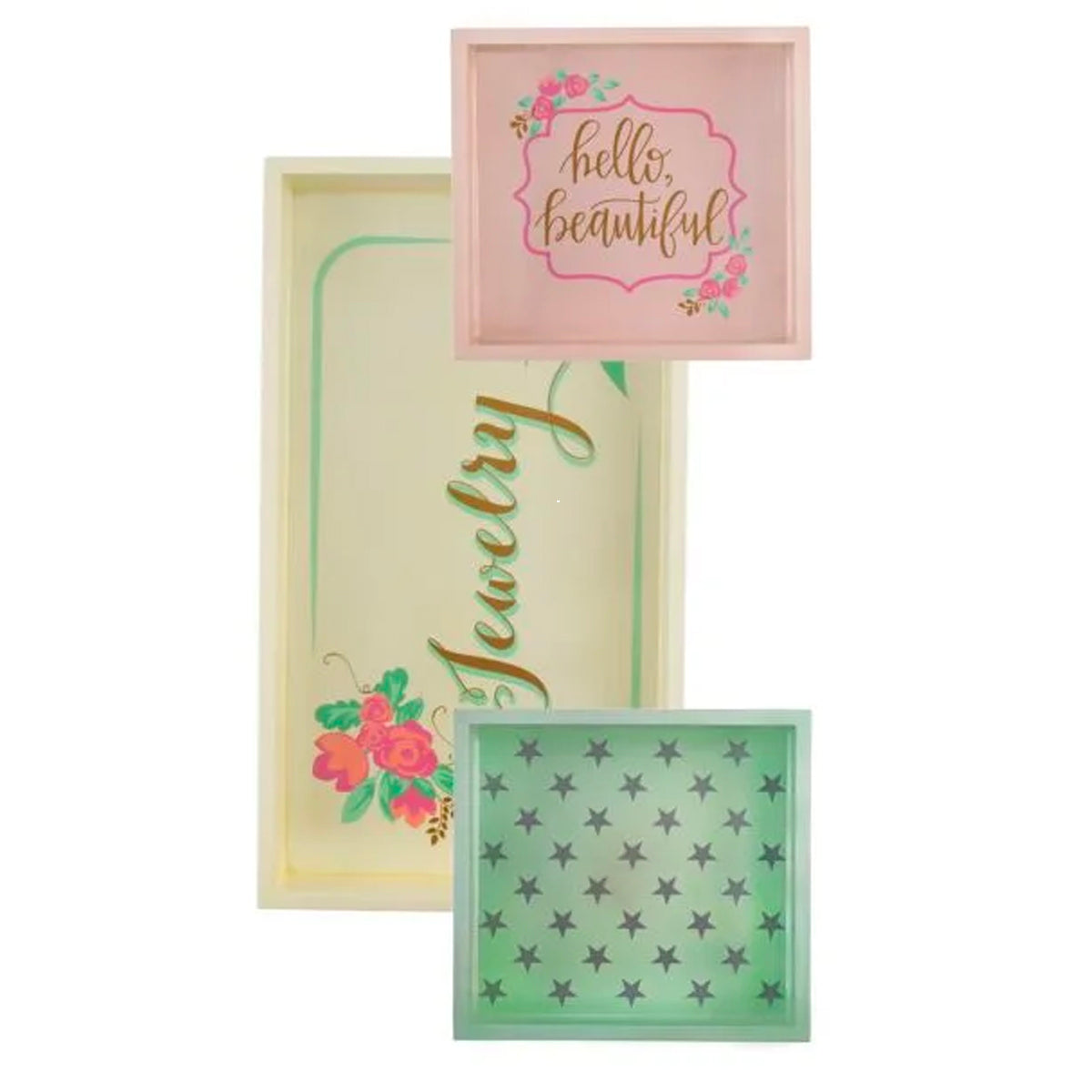 3pc Nesting Vanity Tray Set Organize Jewelry & Accessories