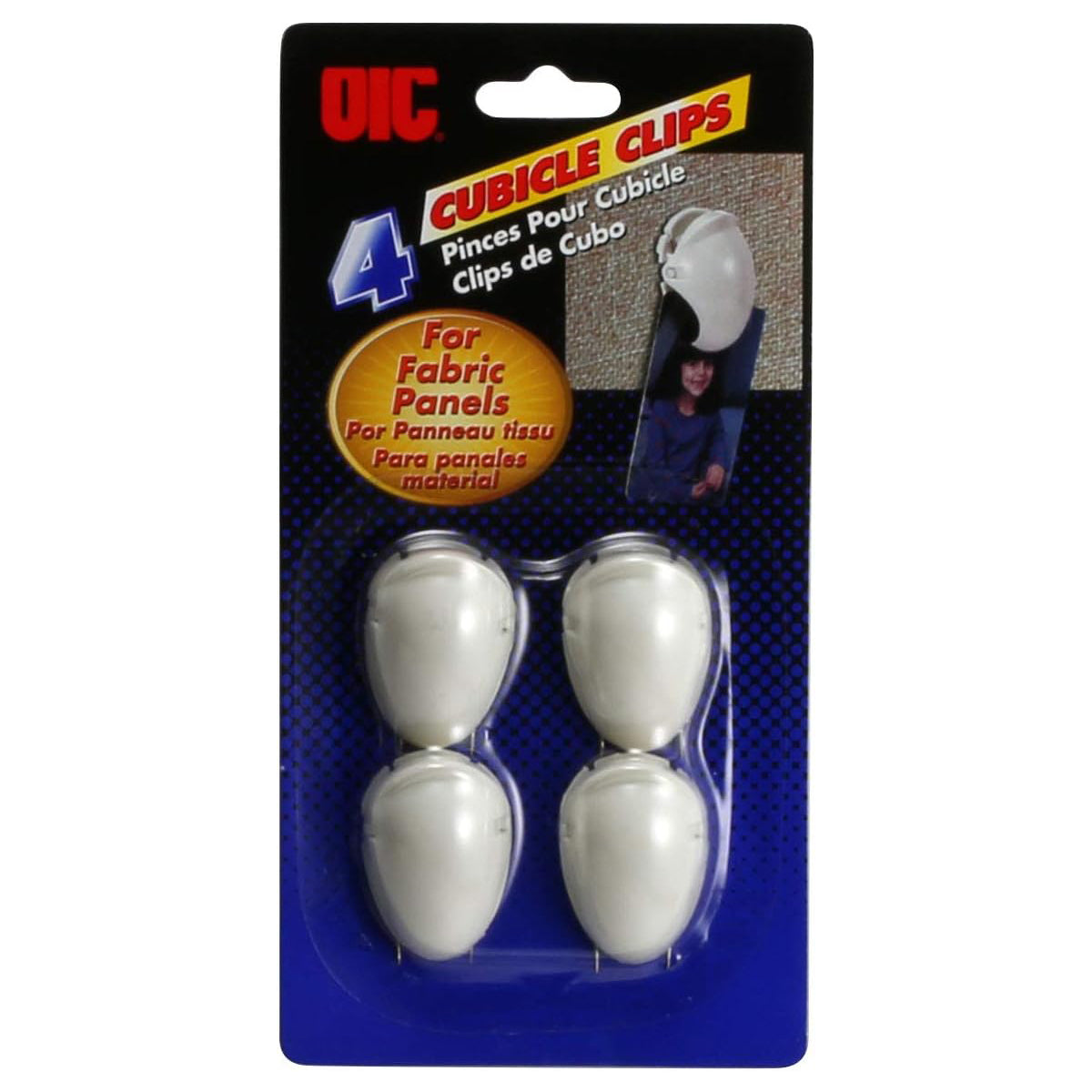 4pk Cubicle Clips, White Reusable, Damage Free On Fabric Panel Parti