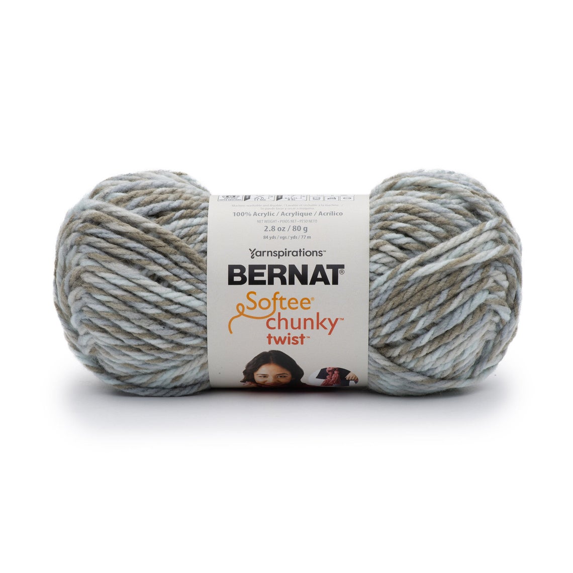 Bernat Softee Chunky Twist Marled Acrylic Bulky #6 Yarn Skein