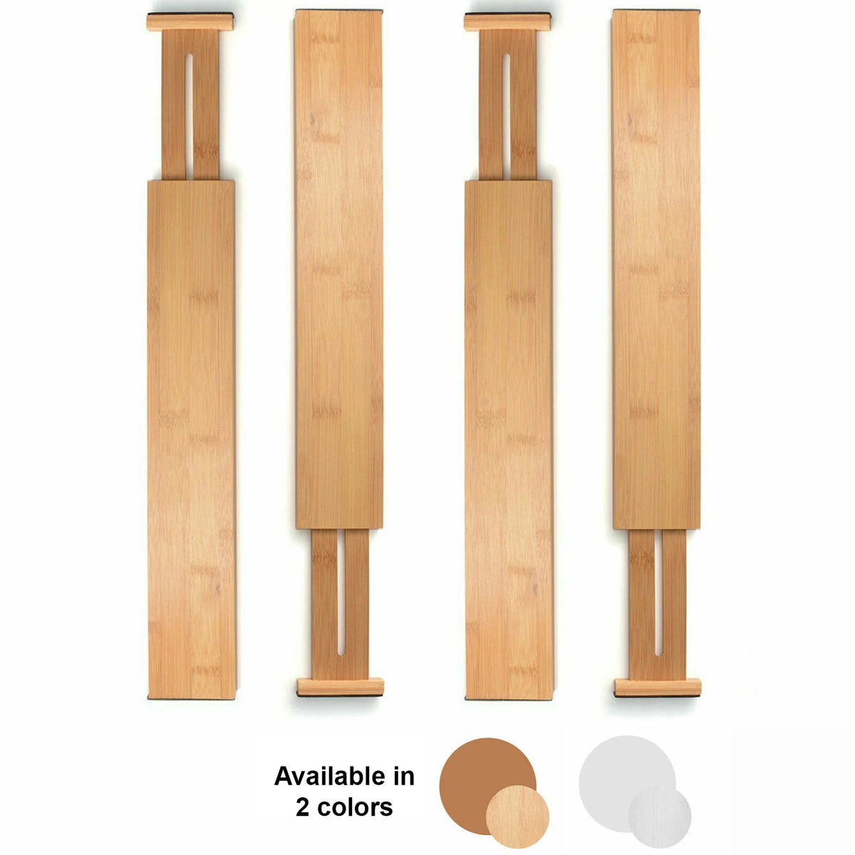 4pc Bamboo Adjustable Drawer Dividers, Assorted - Easy Installation