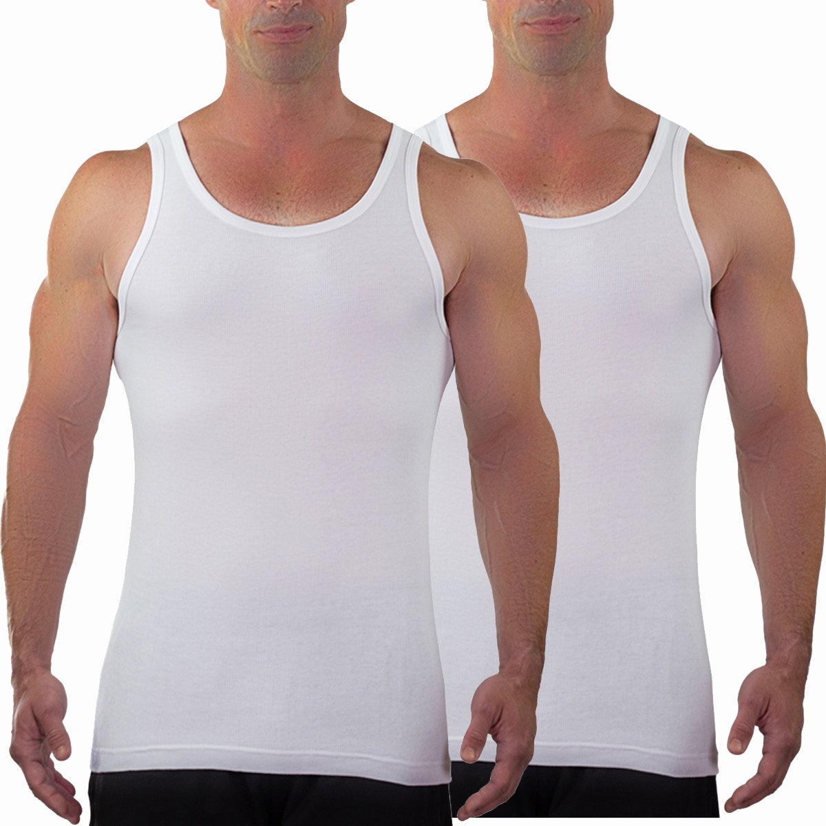 Men’s 3 Pack Tank Top A Shirt–100% Cotton Ribbed Undershirt Tee–Assorted &  Sleeveless (Black, Small)