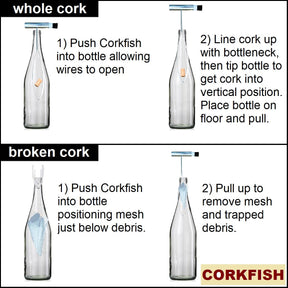 Corkfish Wine Cork Retriever – Gets Cork or Pieces out of Bottle