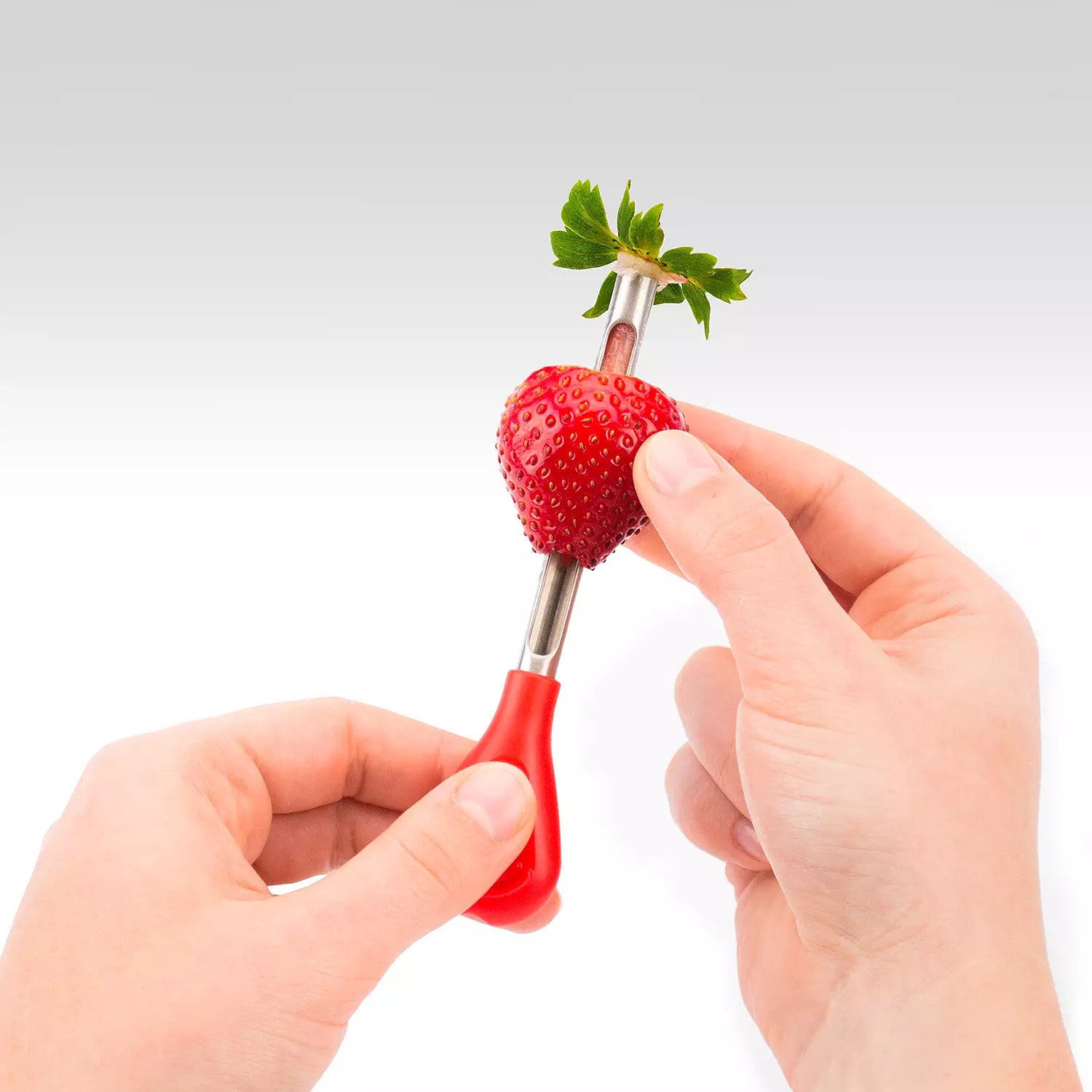 1pc Silicone Handle Strawberry Huller, Red - Easy To Use, Pop Out The Hull!