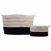 2pc Set Large Cotton Woven Baskets for Blankets, Clothing, Toys