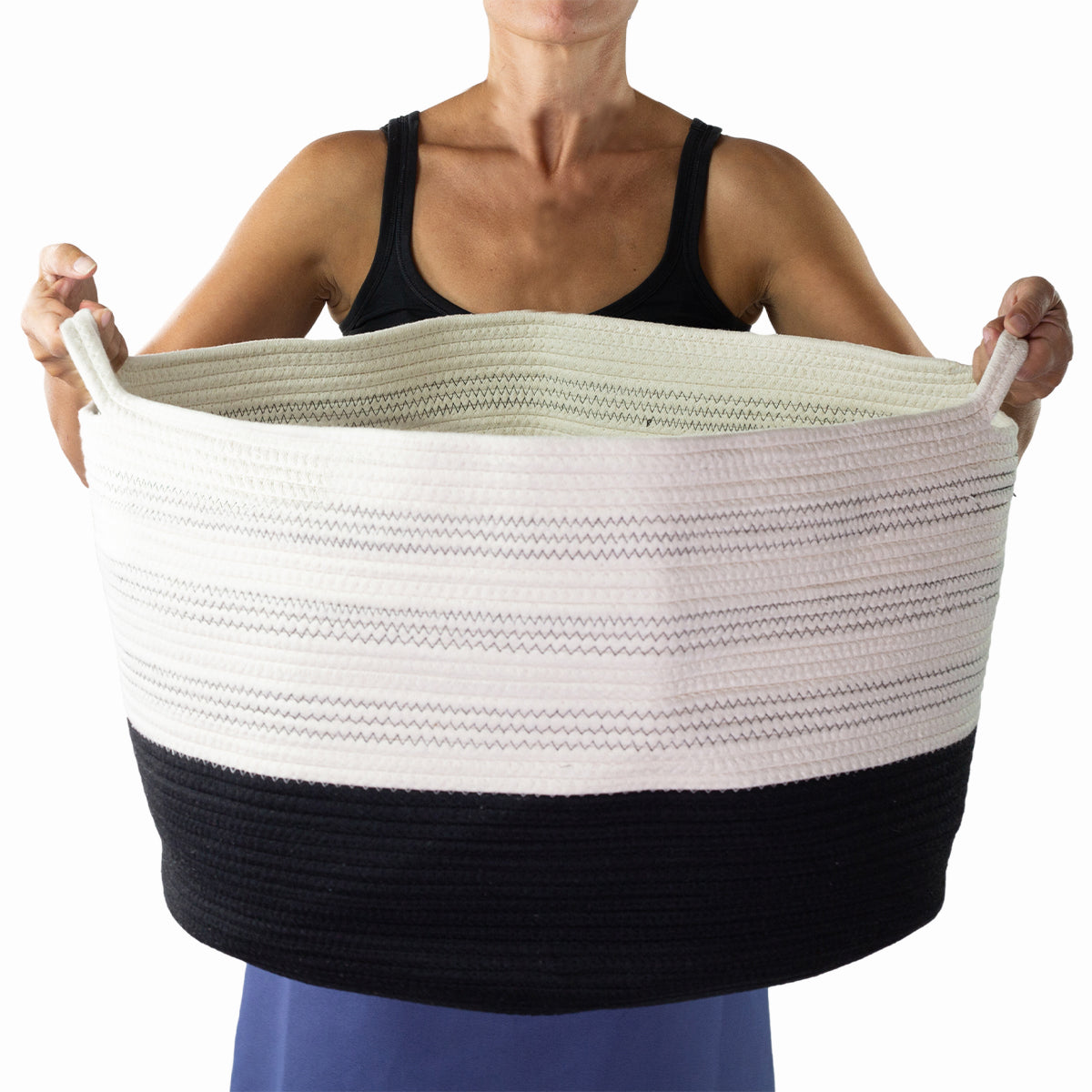 2pc Set Large Cotton Woven Baskets for Blankets, Clothing, Toys