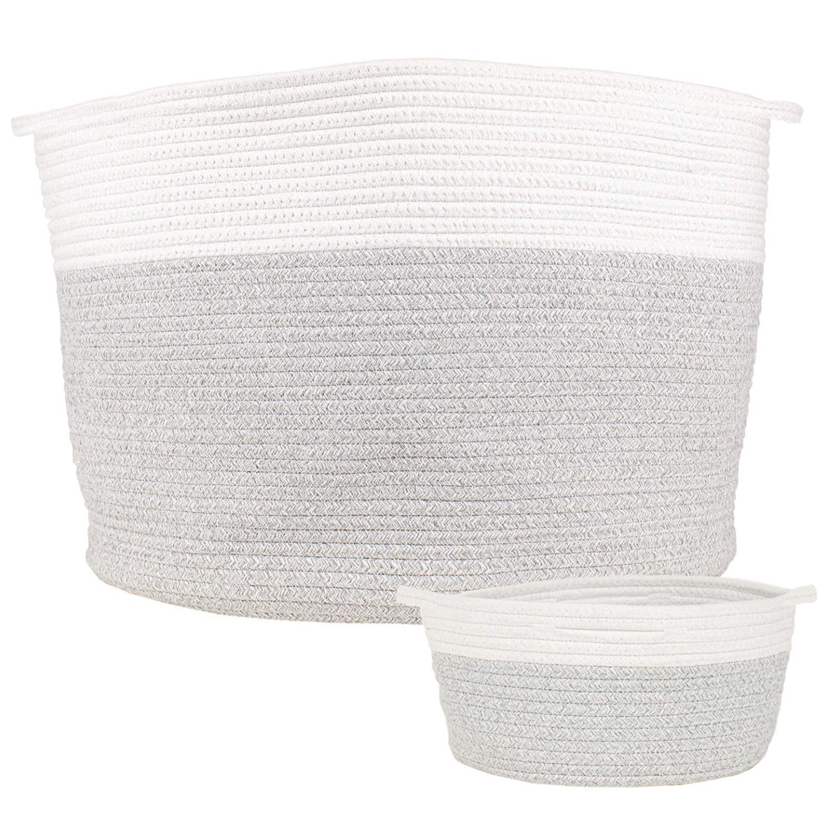 2pc Set Large Cotton Woven Baskets for Blankets, Clothing, Toys