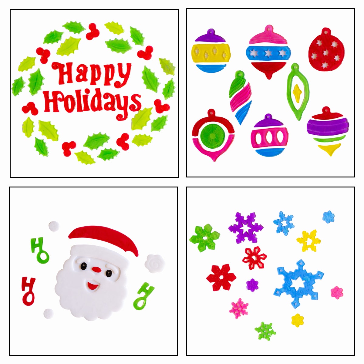 63pc Christmas Gel Cling Set – Holiday Décor for Windows & More