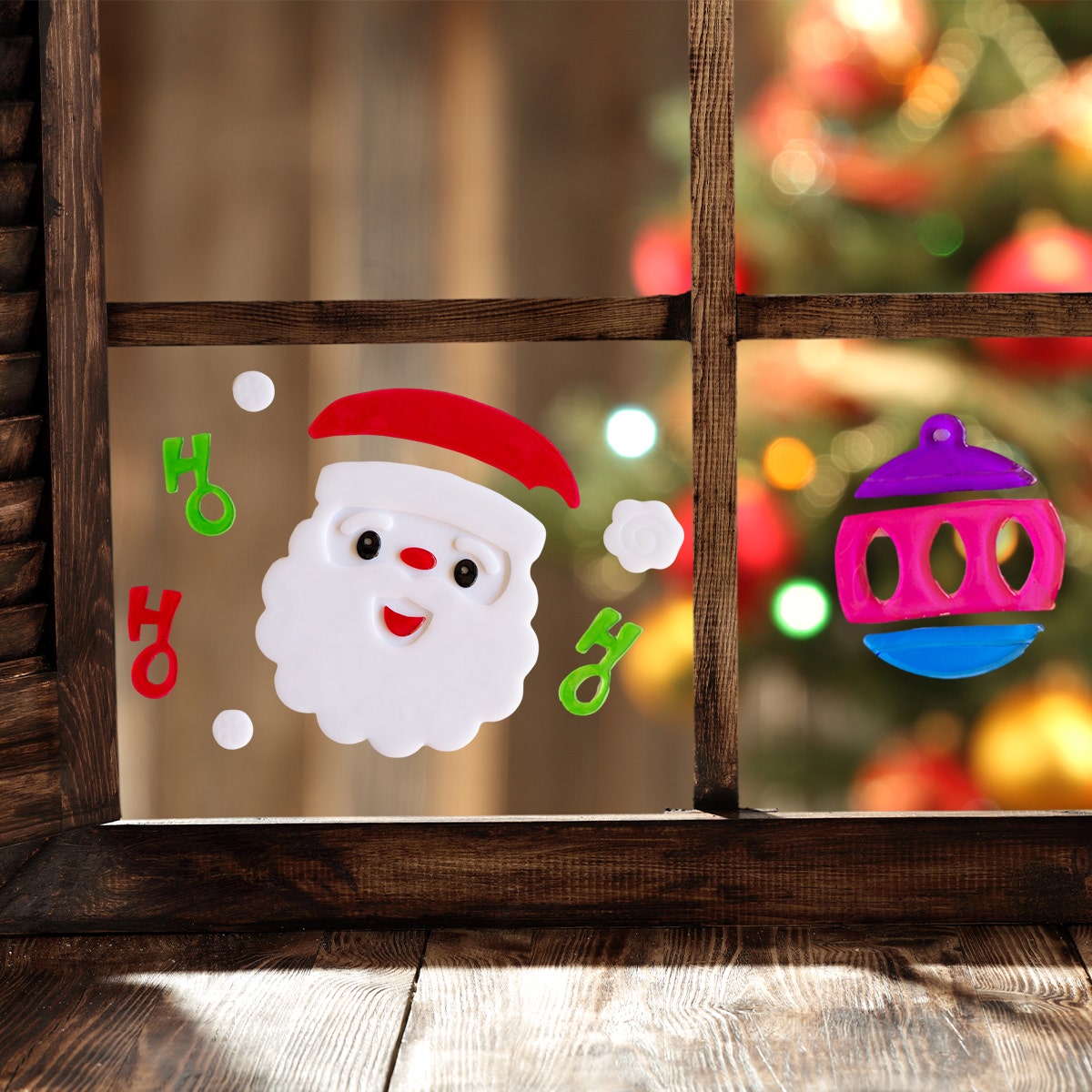 63pc Christmas Gel Cling Set – Holiday Décor for Windows & More