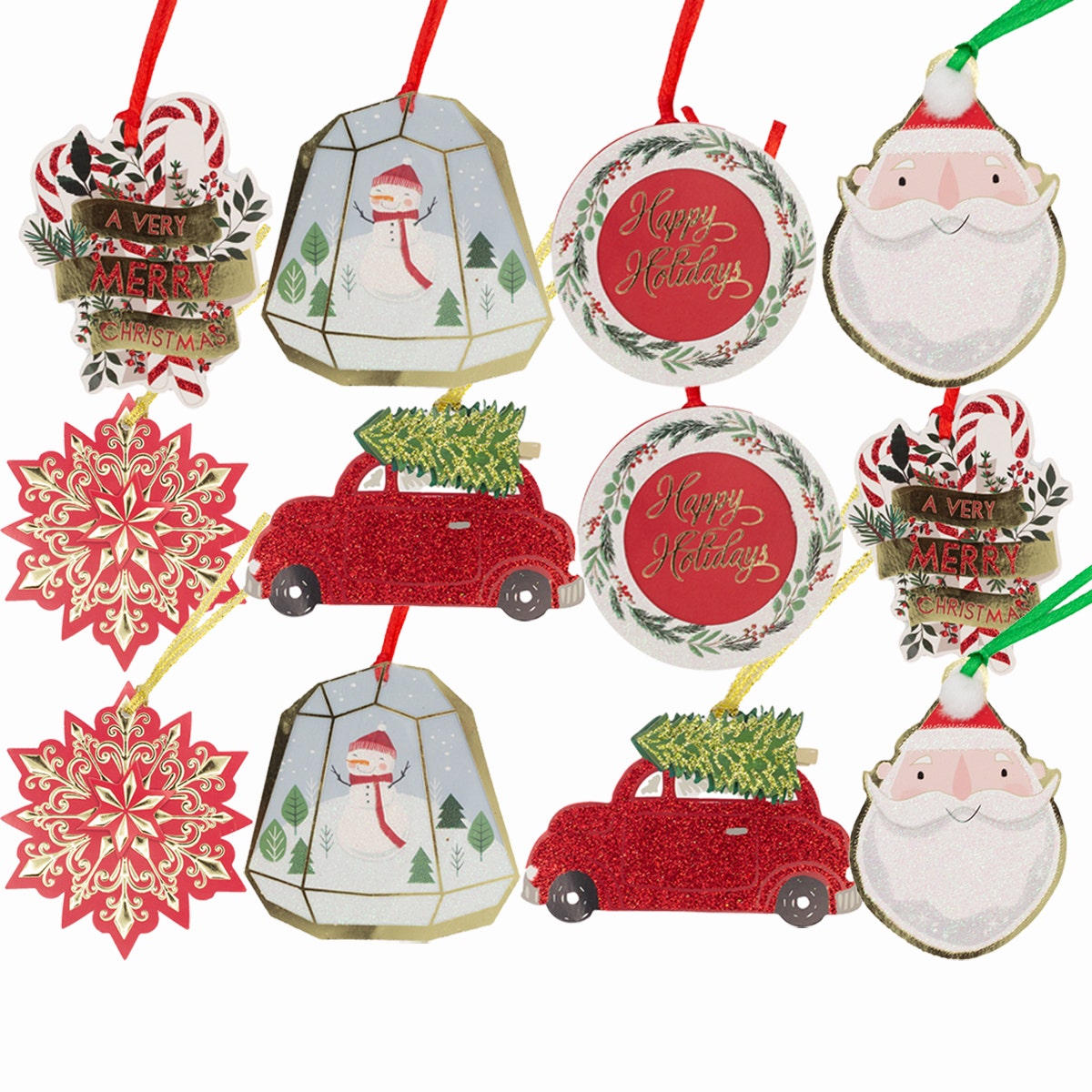 12ct Deluxe 3D Christmas To-From Gift Tags with Foil & Glitter