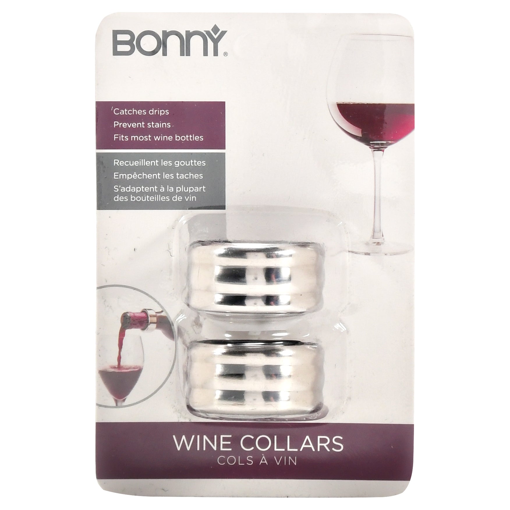 2pk Wine Collars, Catches Drips, Prevents Stains - Fits Most Wine Bottles