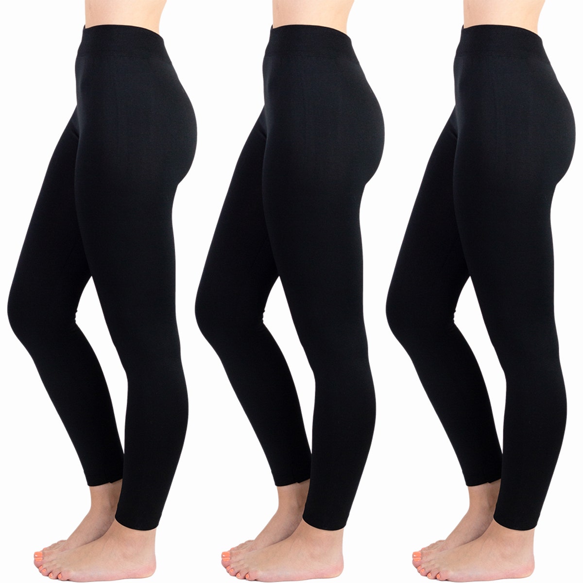 3pk TruFit Women's Fleece-Lined High-Waist Full-Length Leggings