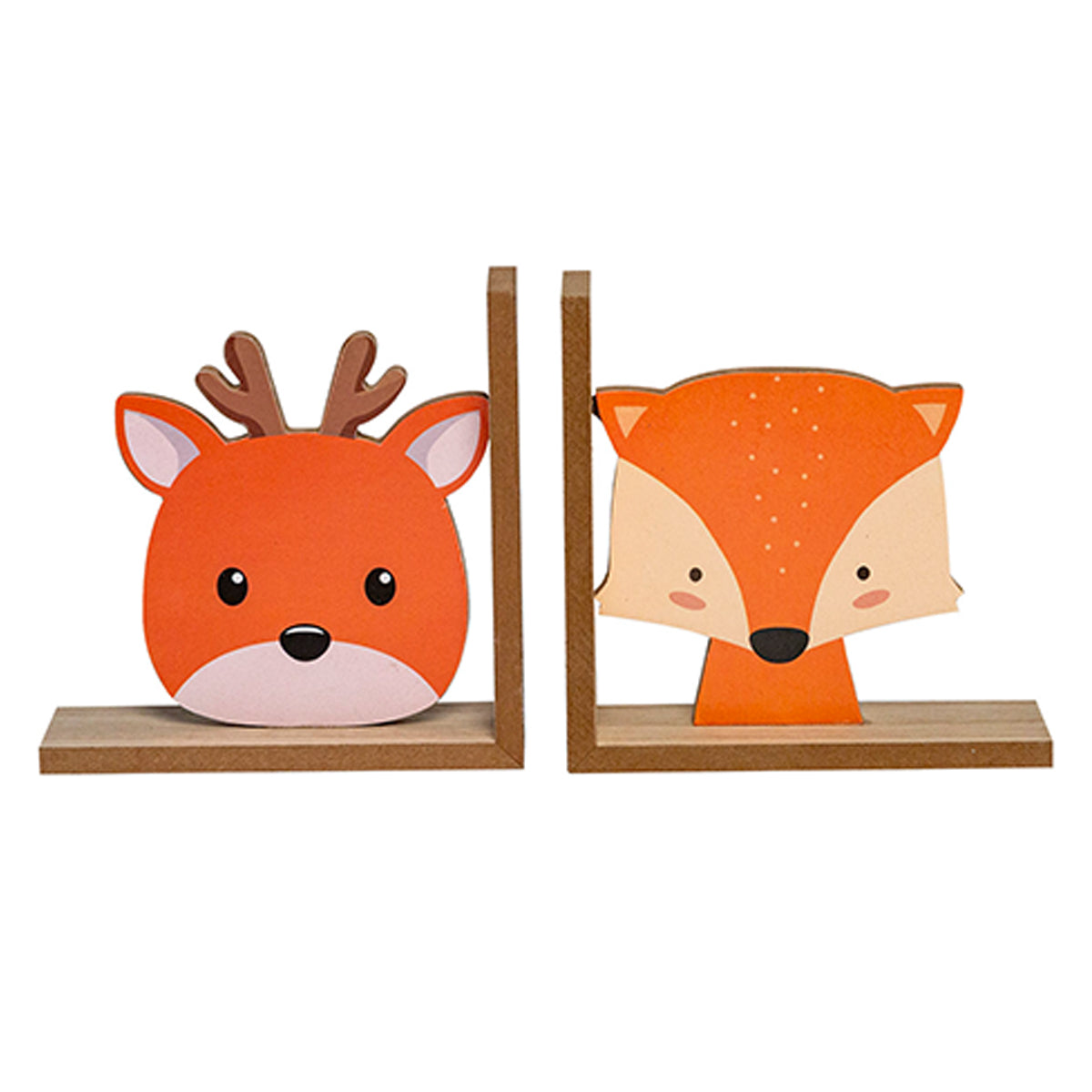 Kid's Wooden Animal Bookends for Bedroom, Playroom or Classroom