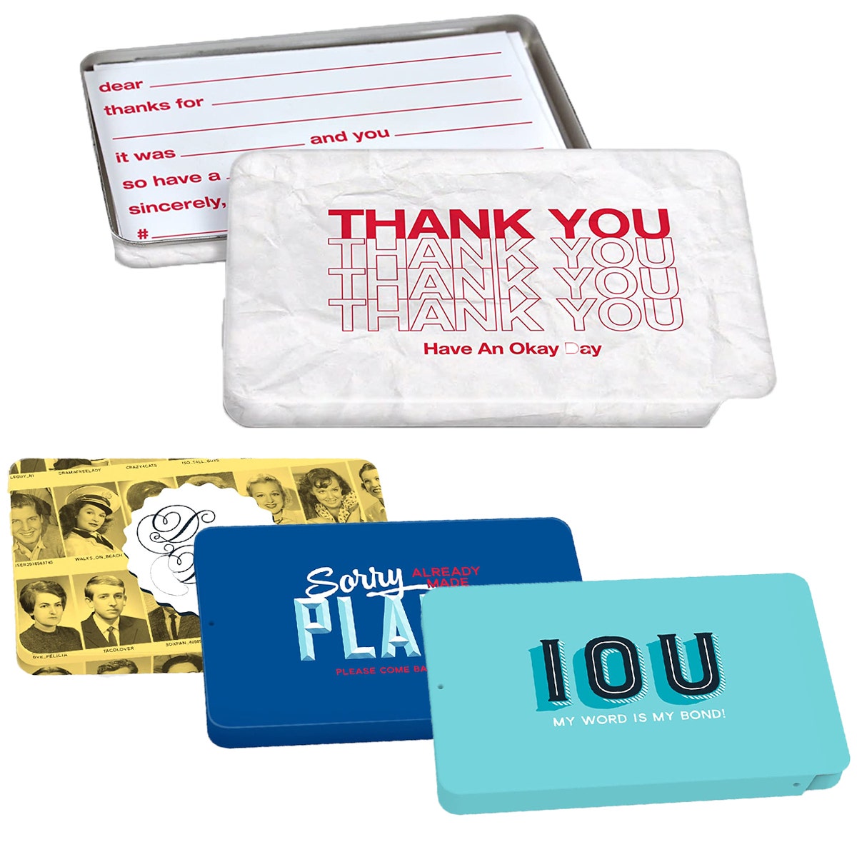 Fred 20-Card Set with Tin - Thank You, IOU, Dating or Rain Check