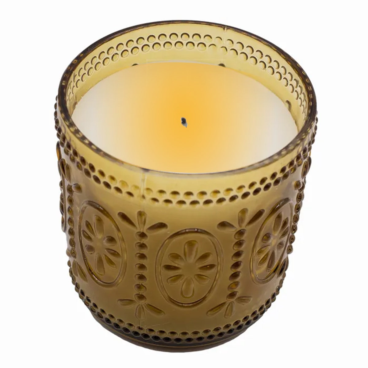 4pk Flameless Flickering LED Wax Pillar Candles - Amber Glass