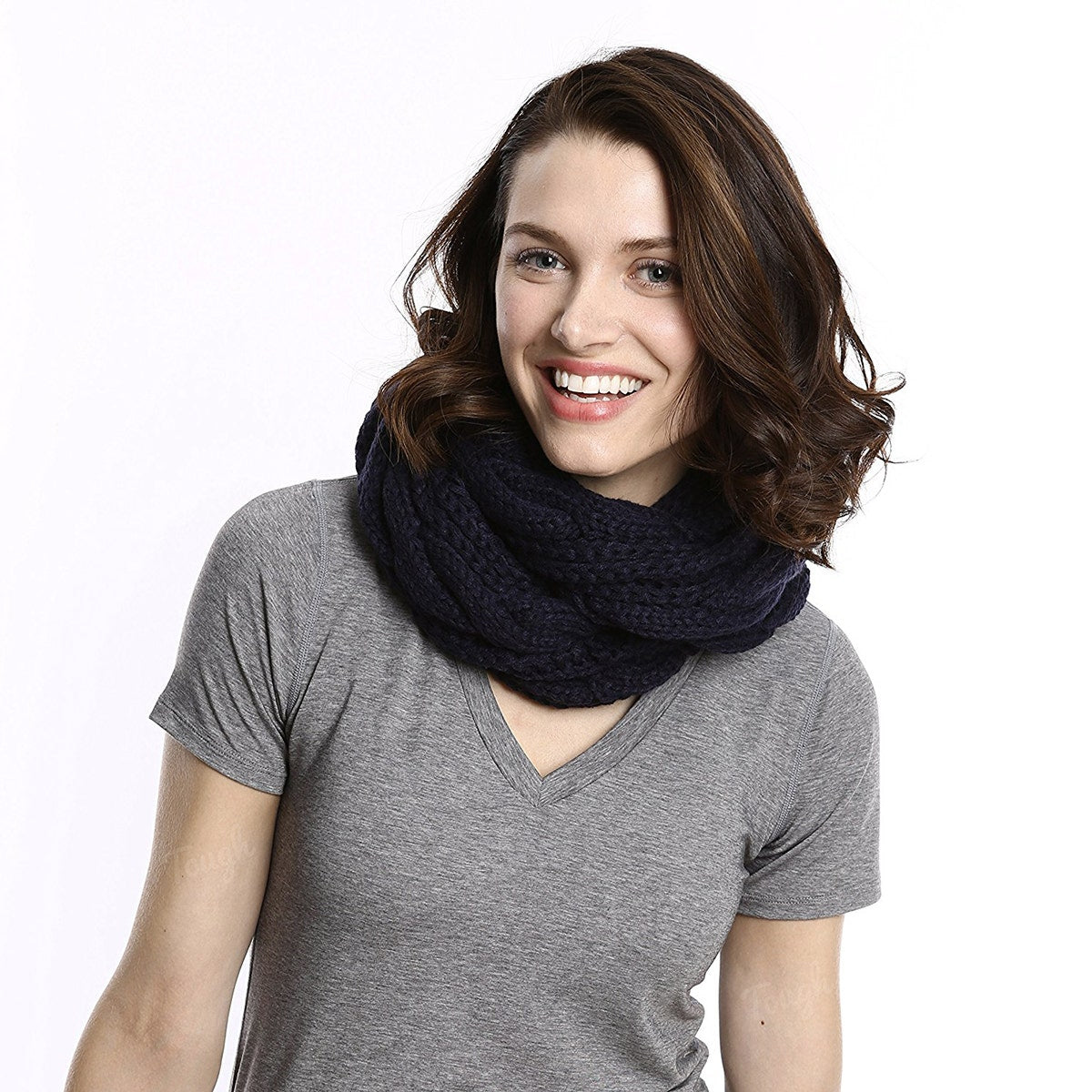 Women’s Cable Knit Infinity Scarf By Tickled Pink – Soft, Versatile