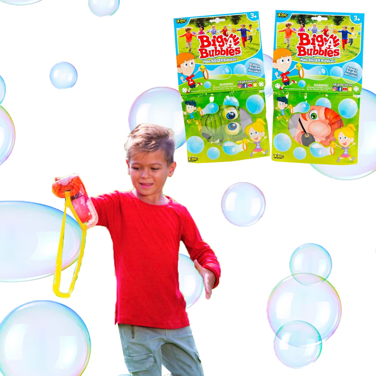 2pk Big-A-Bubbles with Solution - Wear on Hand, Easy to Use!