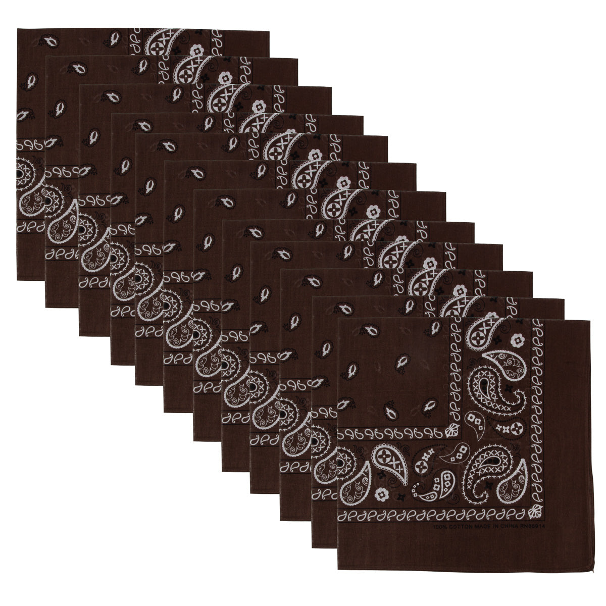 12pk Classic Style 22” Bandana 100% Cotton – Versatile Headwear