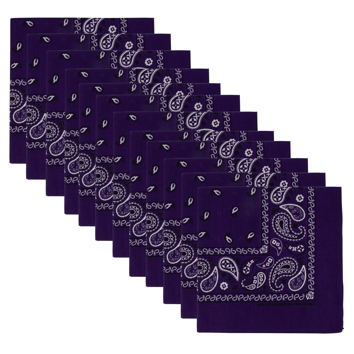 12pk Classic Style 22” Bandana 100% Cotton – Versatile Headwear