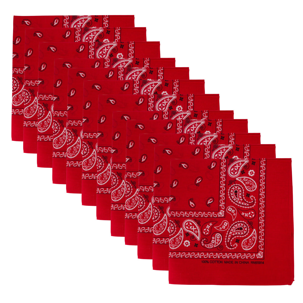 12pk Classic Style 22” Bandana 100% Cotton – Versatile Headwear