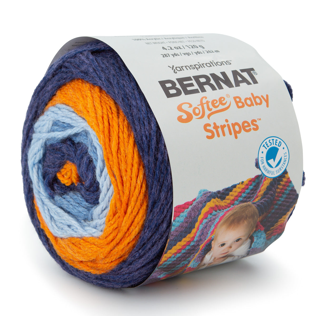 Bernat Softee Baby Stripes 100% Acrylic Light #3 Yarn Cake