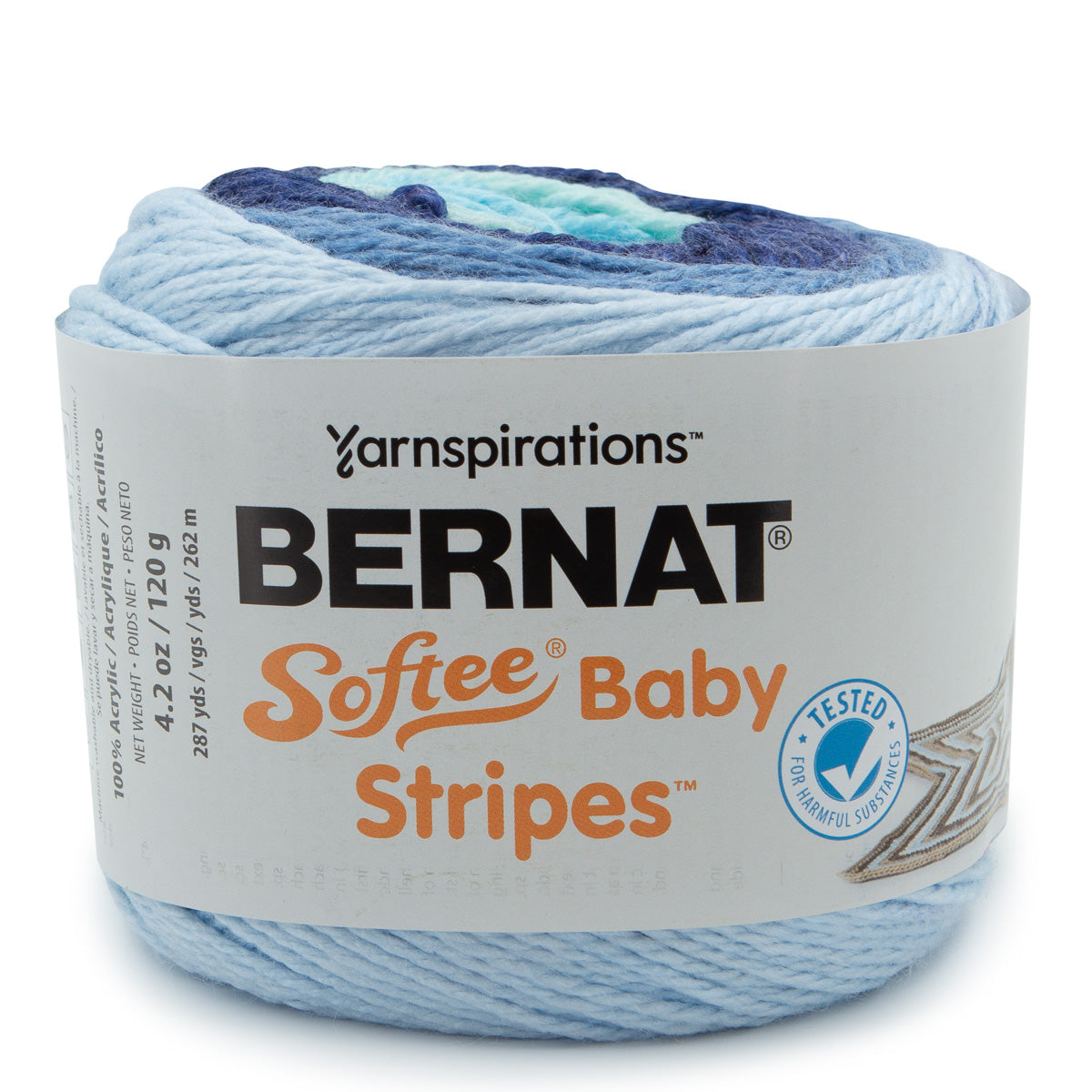 Bernat Softee Baby Stripes 100% Acrylic Light #3 Yarn Cake
