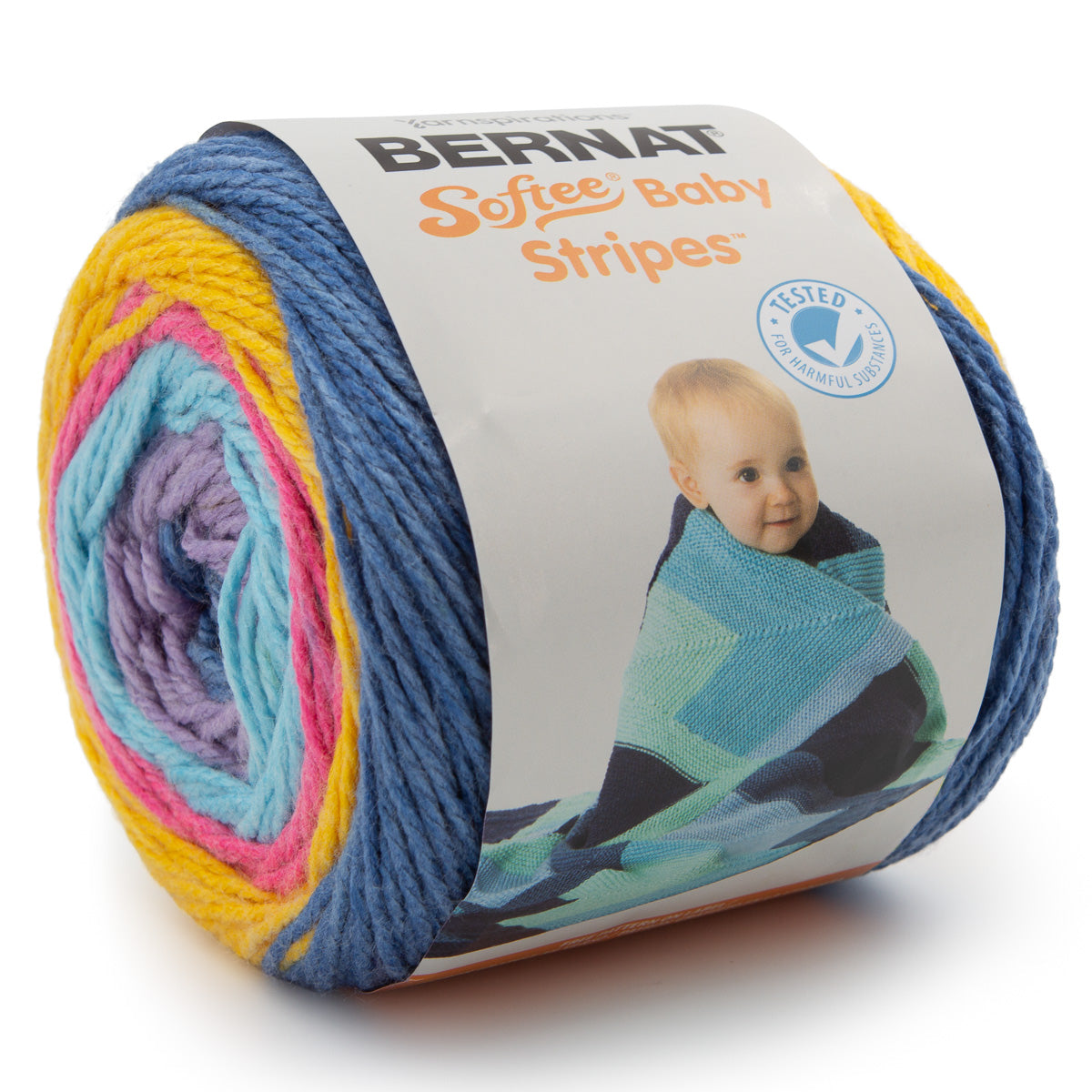 Bernat Softee Baby Stripes 100% Acrylic Light #3 Yarn Cake