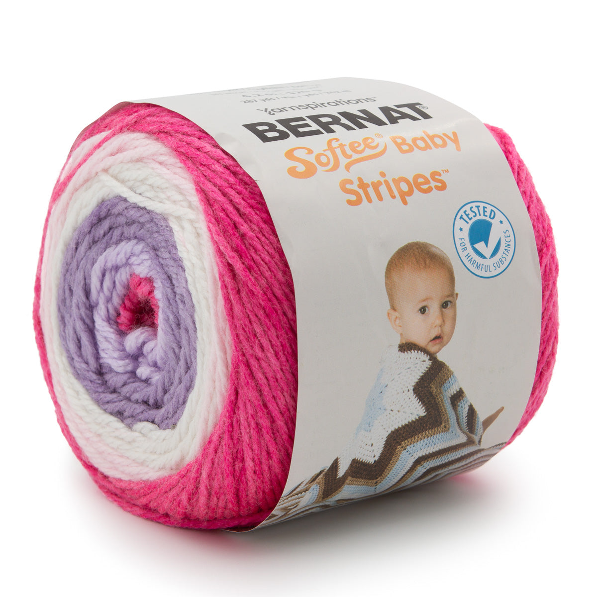 Bernat Softee Baby Stripes 100% Acrylic Light #3 Yarn Cake