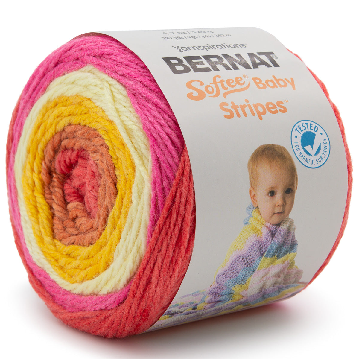 Bernat Softee Baby Stripes 100% Acrylic Light #3 Yarn Cake