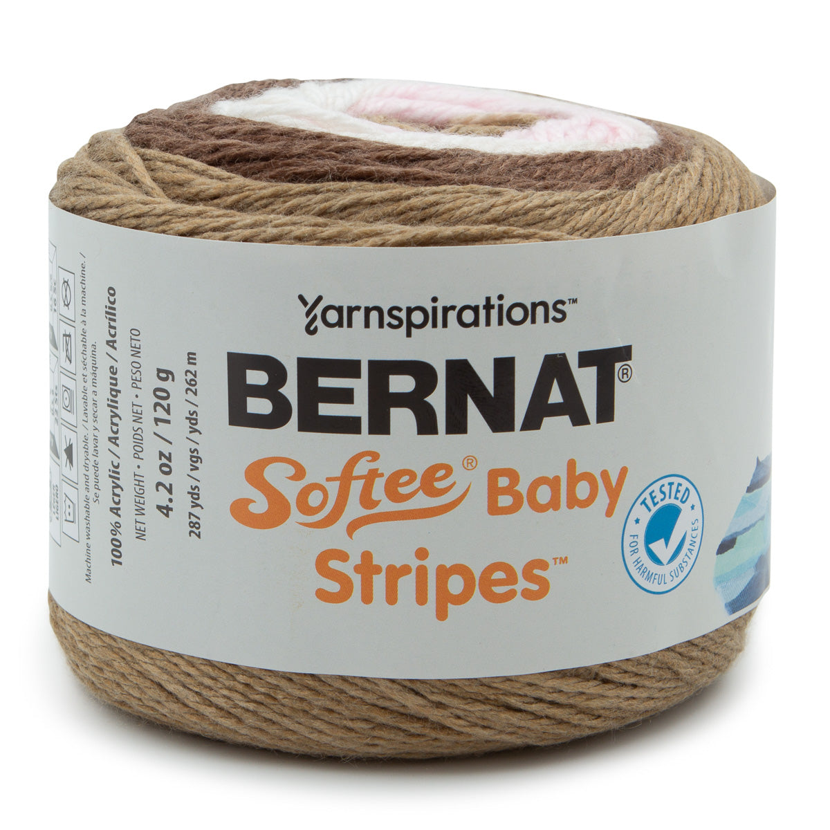 Bernat Softee Baby Stripes 100% Acrylic Light #3 Yarn Cake