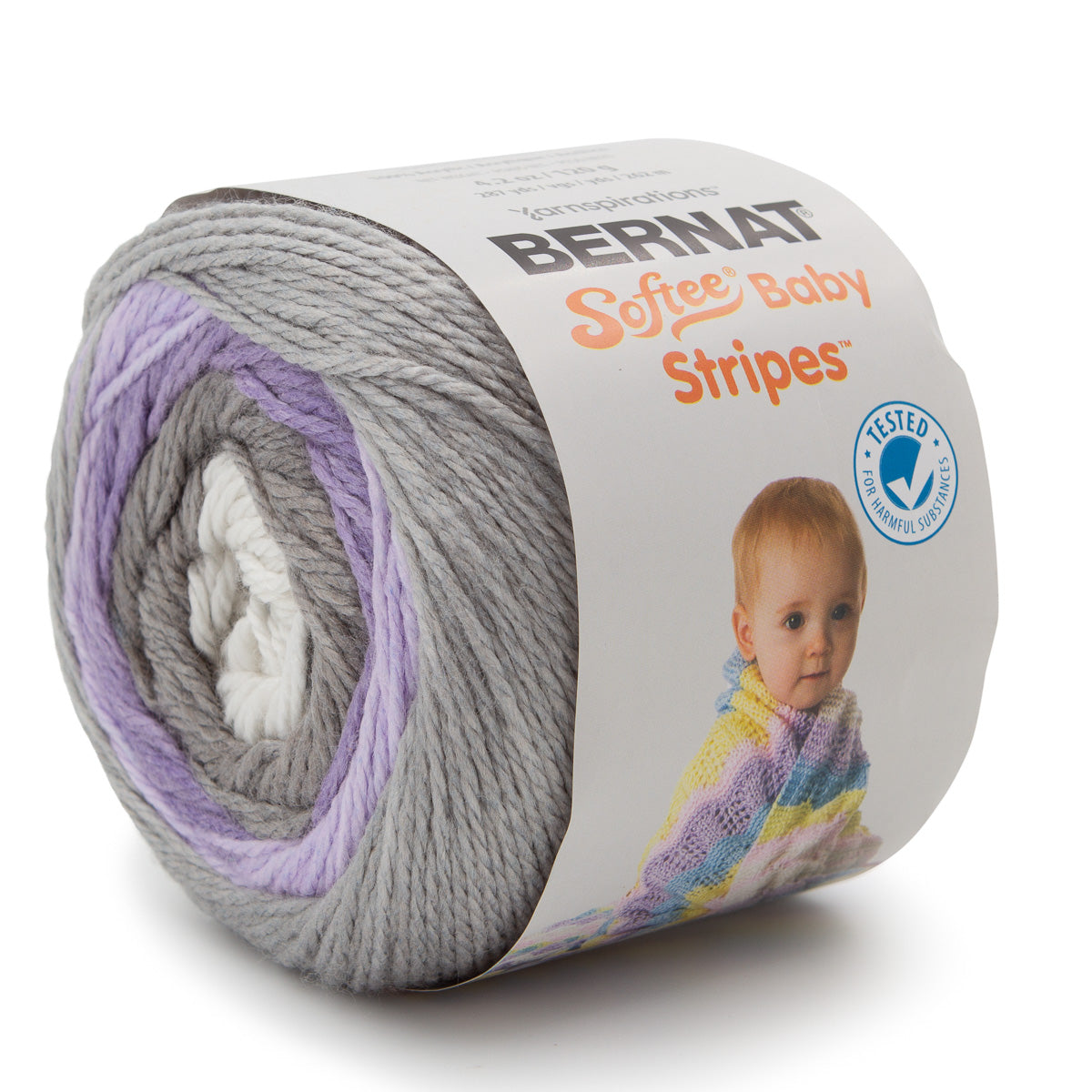 Bernat Softee Baby Stripes 100% Acrylic Light #3 Yarn Cake
