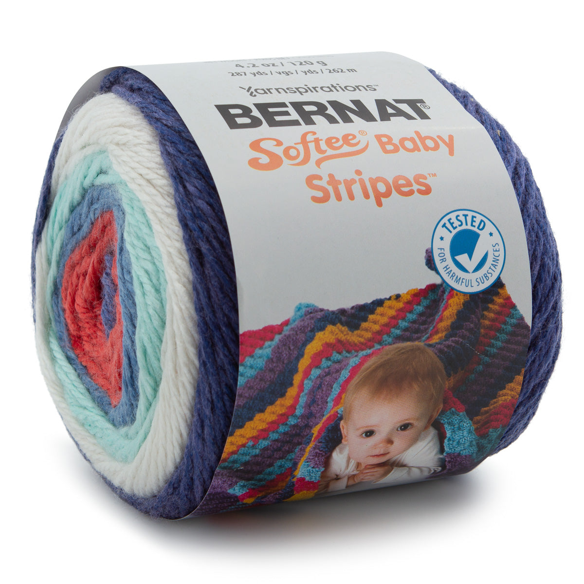 Bernat Softee Baby Stripes 100% Acrylic Light #3 Yarn Cake