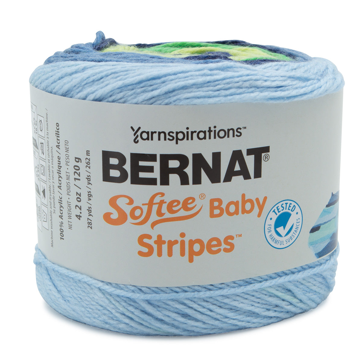 Bernat Softee Baby Stripes 100% Acrylic Light #3 Yarn Cake