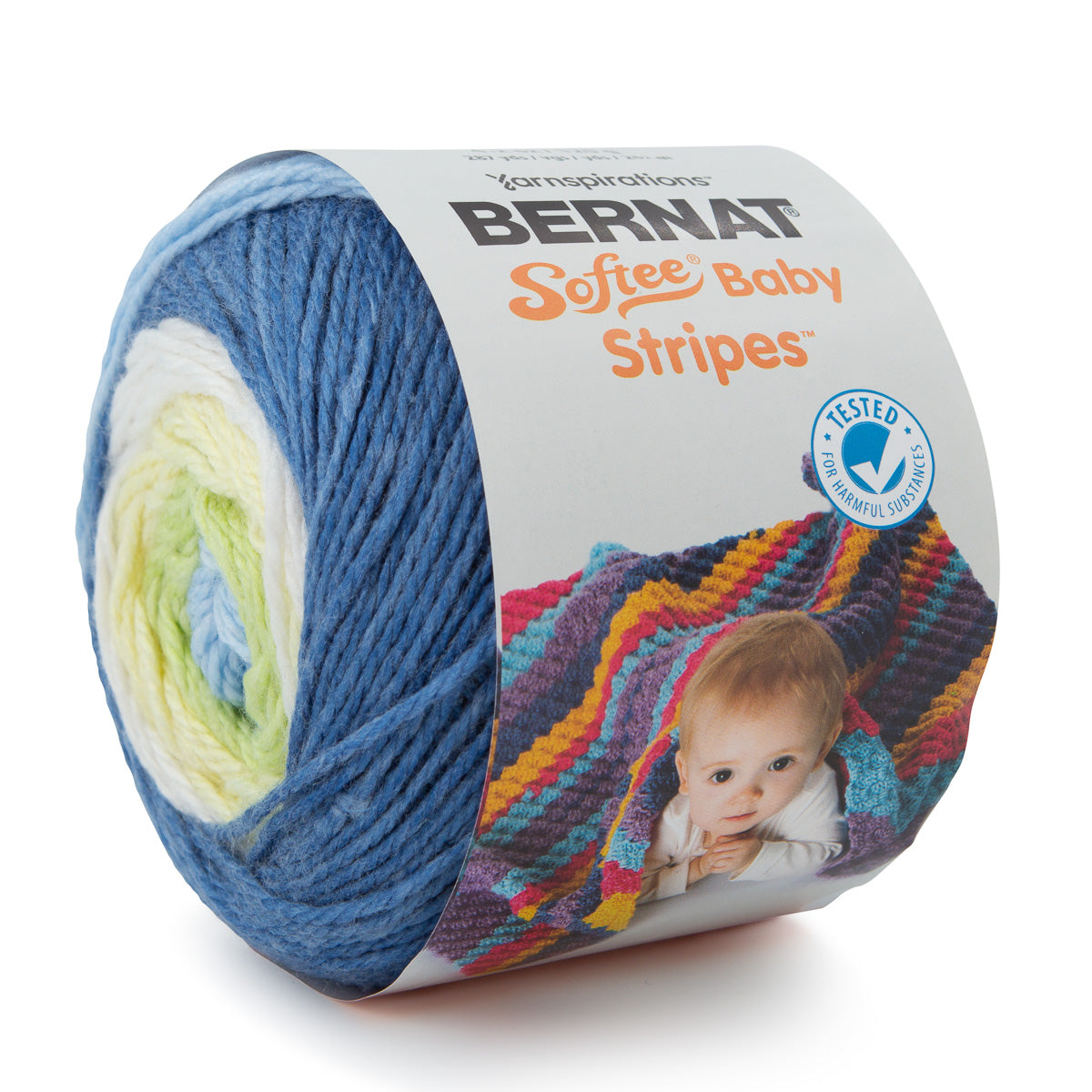 Bernat Softee Baby Stripes 100% Acrylic Light #3 Yarn Cake