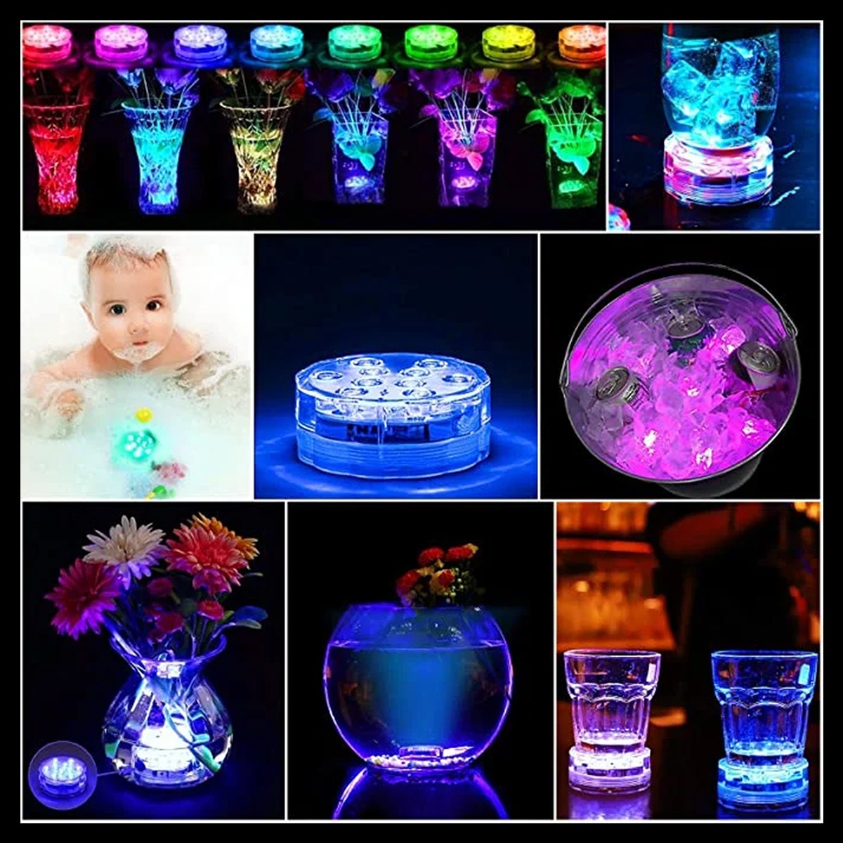 4pk EFX Submersible LED Lights With Remote Waterproof Underwater Color Changing