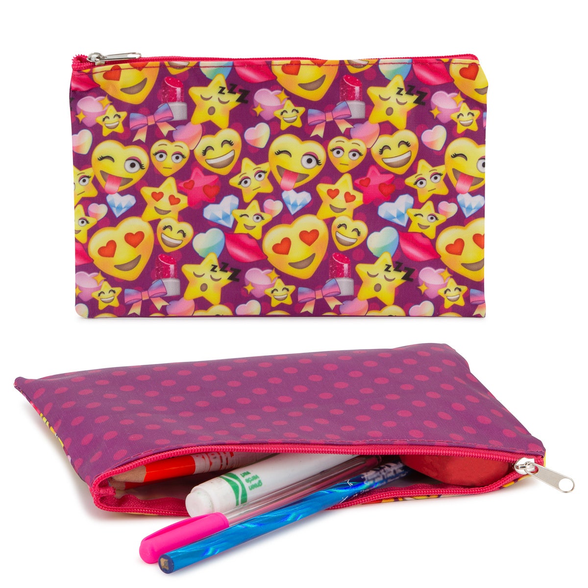 Emoji Zipper Clutch – Fun Kids Purse Or School Supplies Case