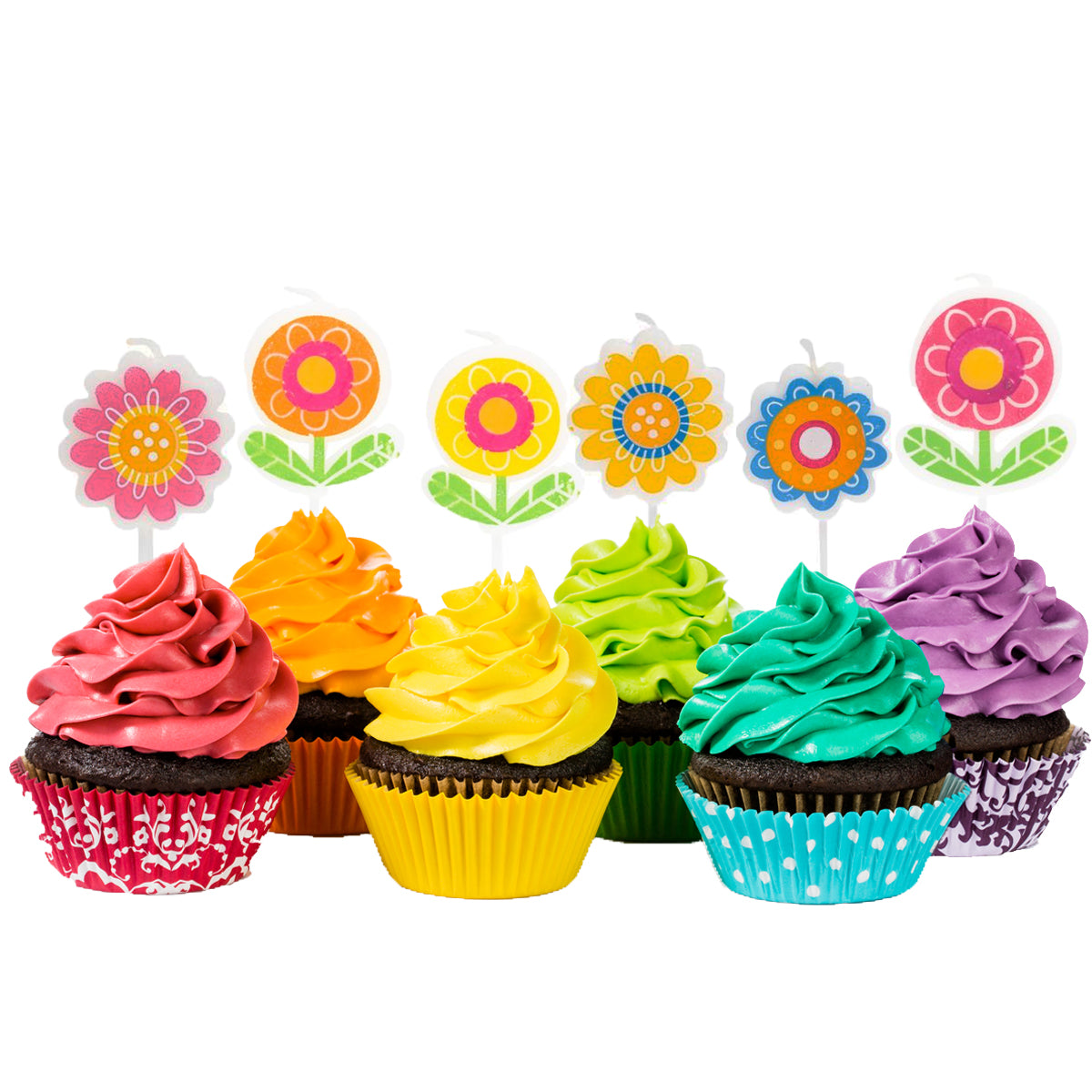 6pk Birthday Pick Candles - Sunflowers, Cupcakes or Gift Boxes
