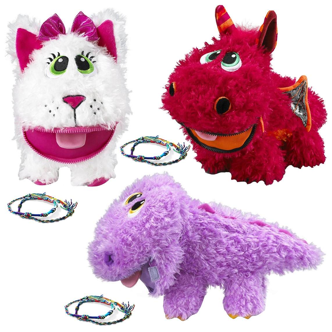 Set of 3 Baby Stuffies With Friendship Bracelets - Secret Pockets