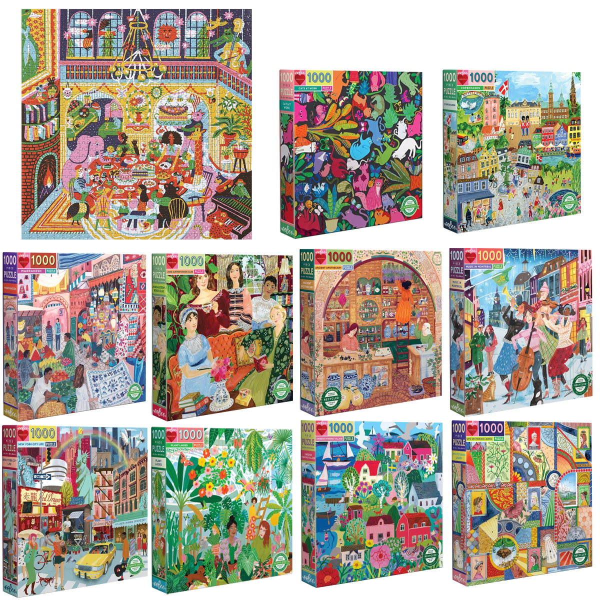 eeBoo 1000pc Square Jigsaw Puzzle – Artist-Designed, Eco-Friendly