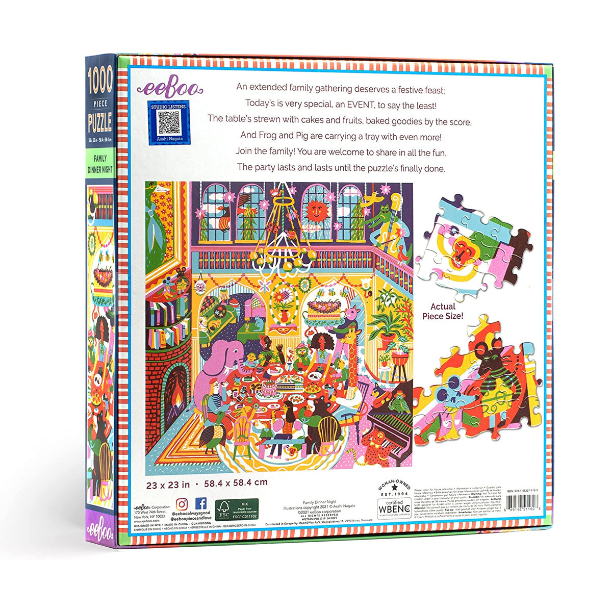 eeBoo 1000pc Square Jigsaw Puzzle – Artist-Designed, Eco-Friendly