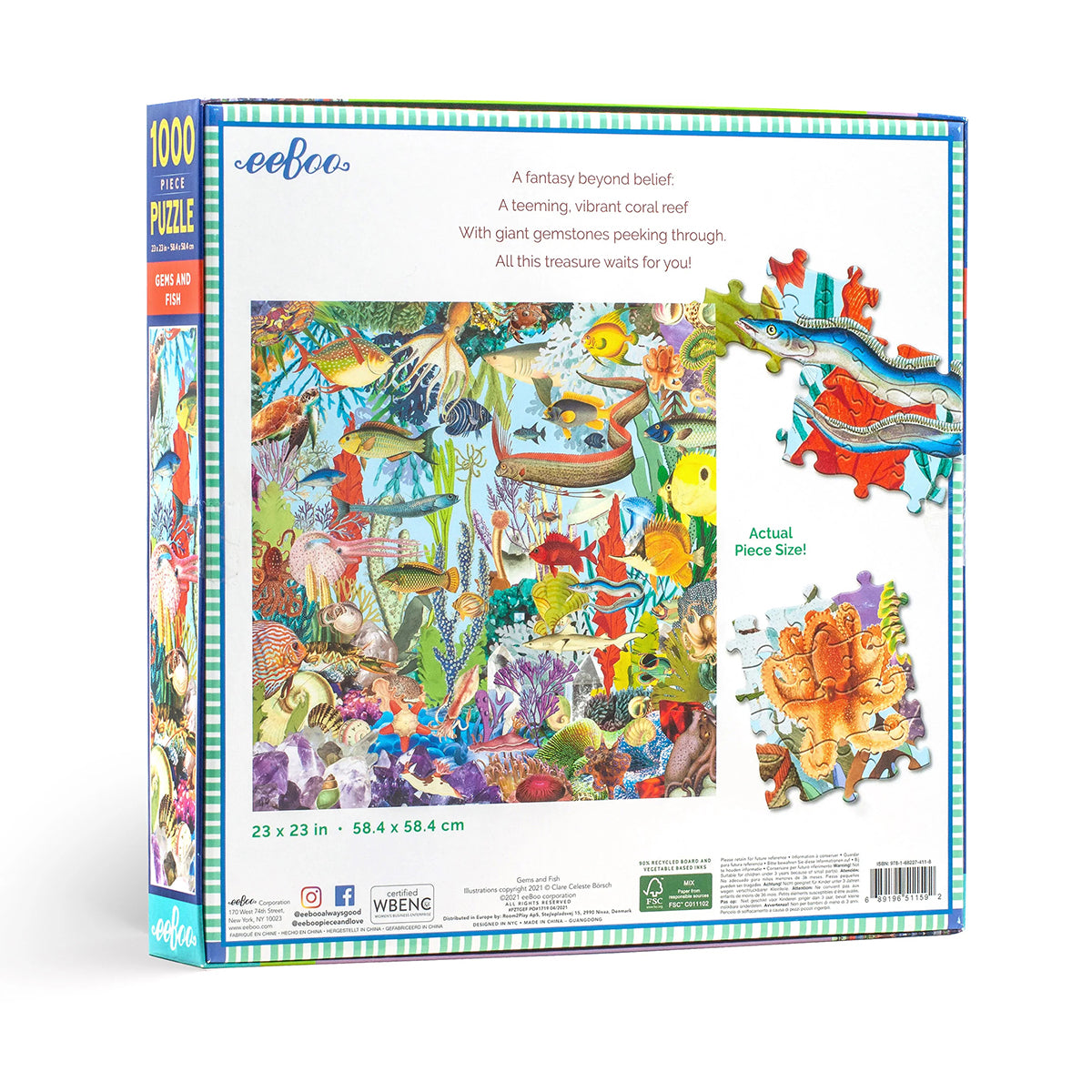 eeBoo 1000pc Square Jigsaw Puzzle – Artist-Designed, Eco-Friendly