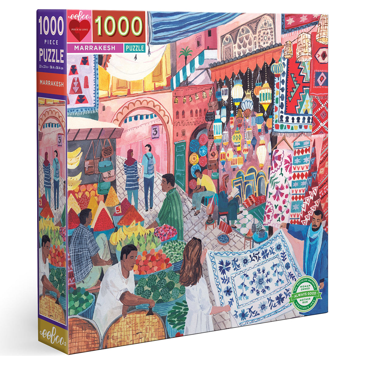 eeBoo 1000pc Square Jigsaw Puzzle – Artist-Designed, Eco-Friendly