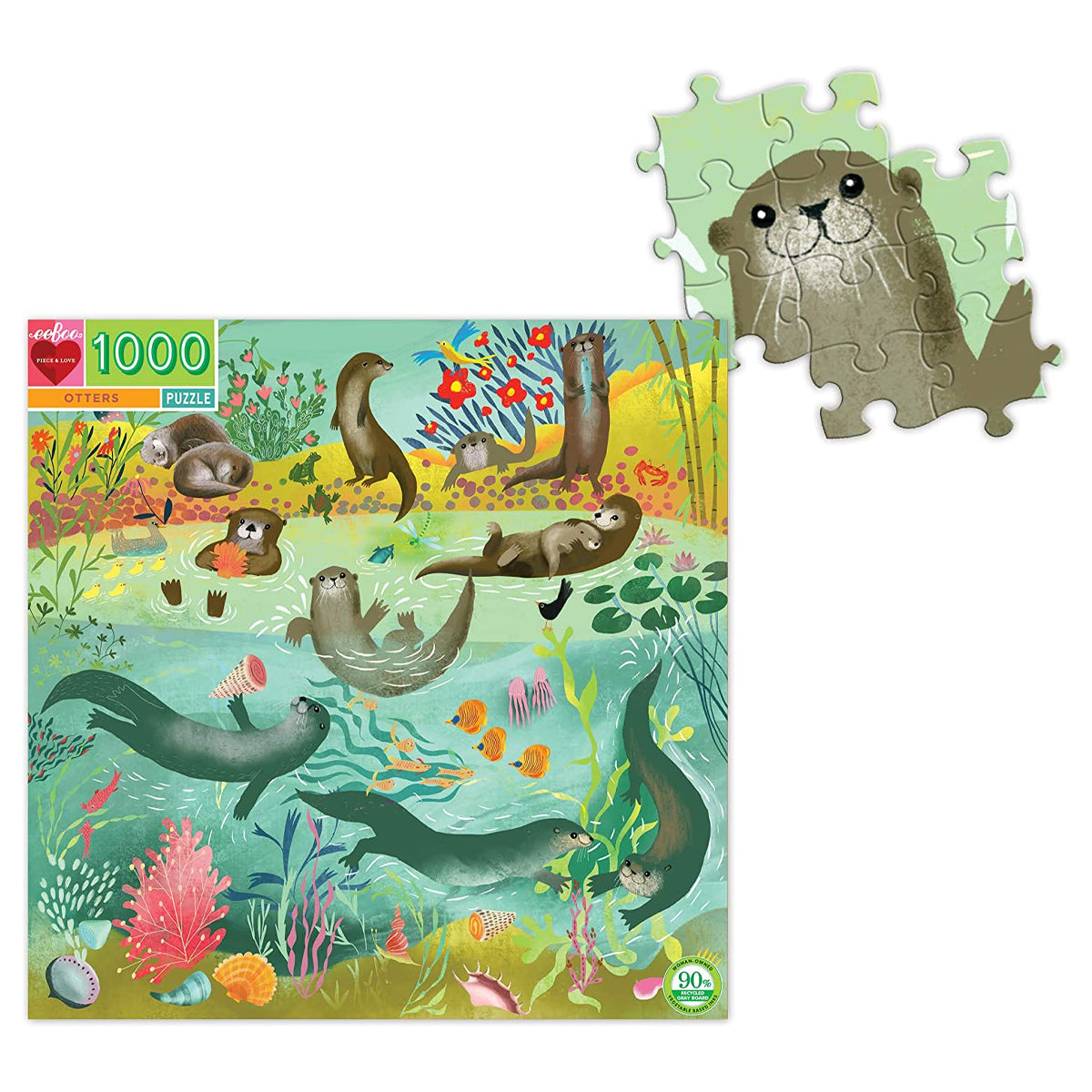 eeBoo 1000pc Square Jigsaw Puzzle – Artist-Designed, Eco-Friendly