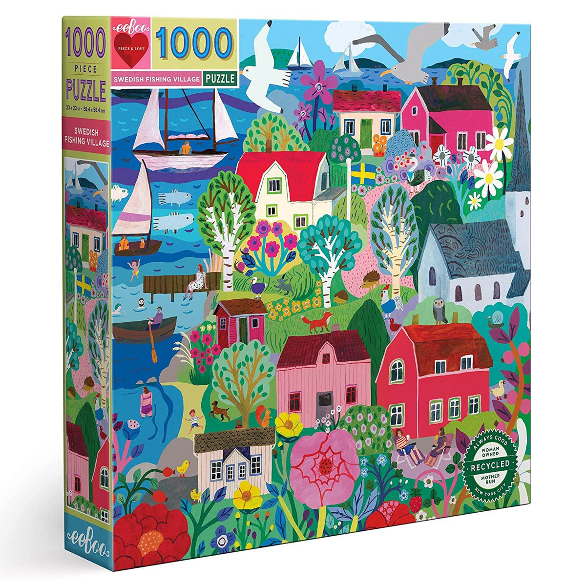 eeBoo 1000pc Square Jigsaw Puzzle – Artist-Designed, Eco-Friendly