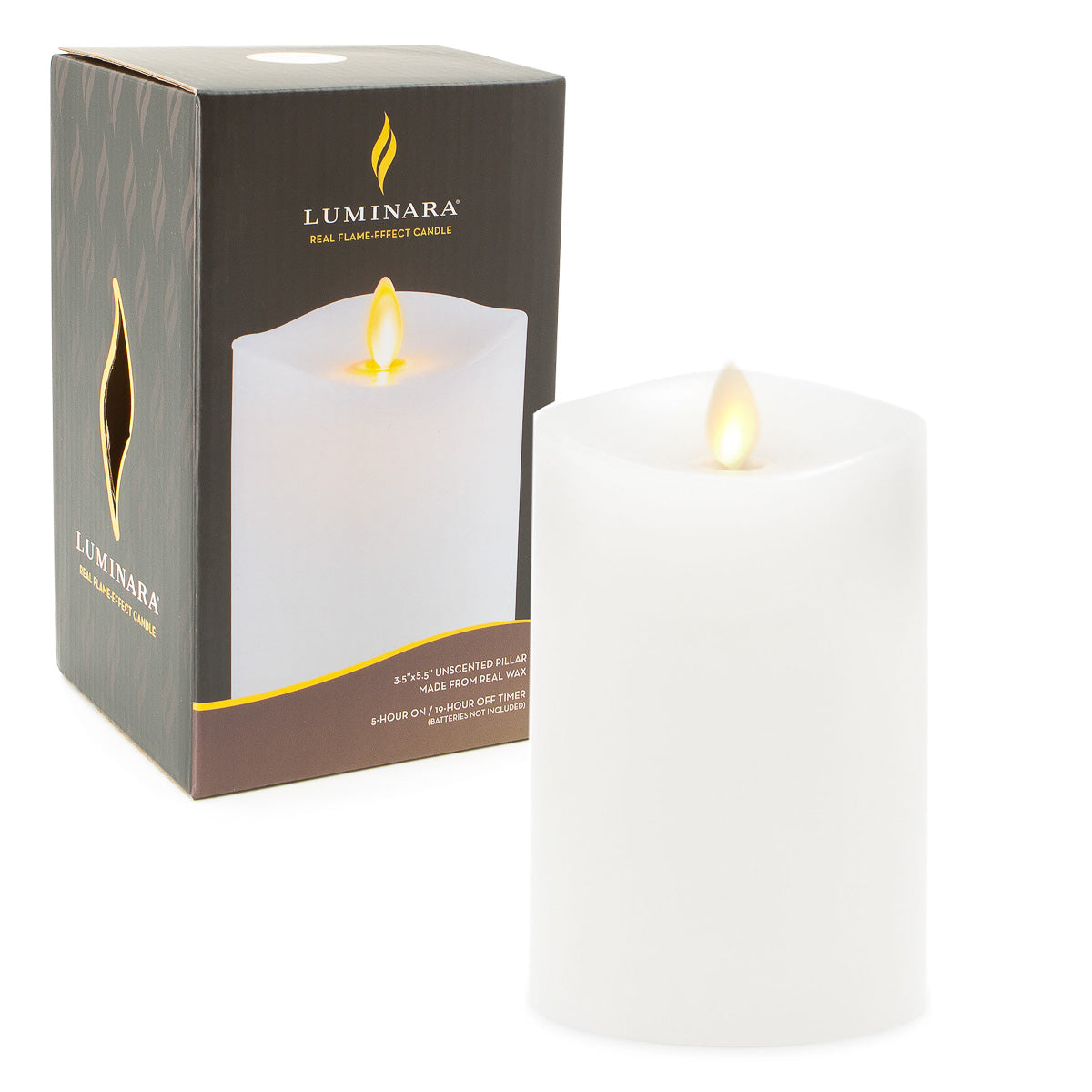 Luminara LED Flameless Pillar Wax Candle - Real Flame Effect!