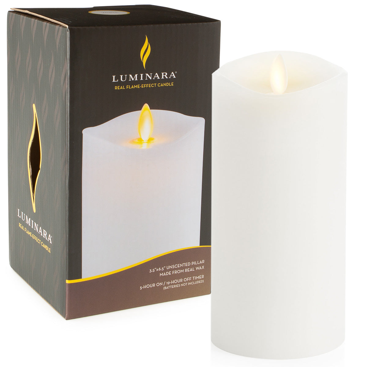 Luminara LED Flameless Pillar Wax Candle - Real Flame Effect!