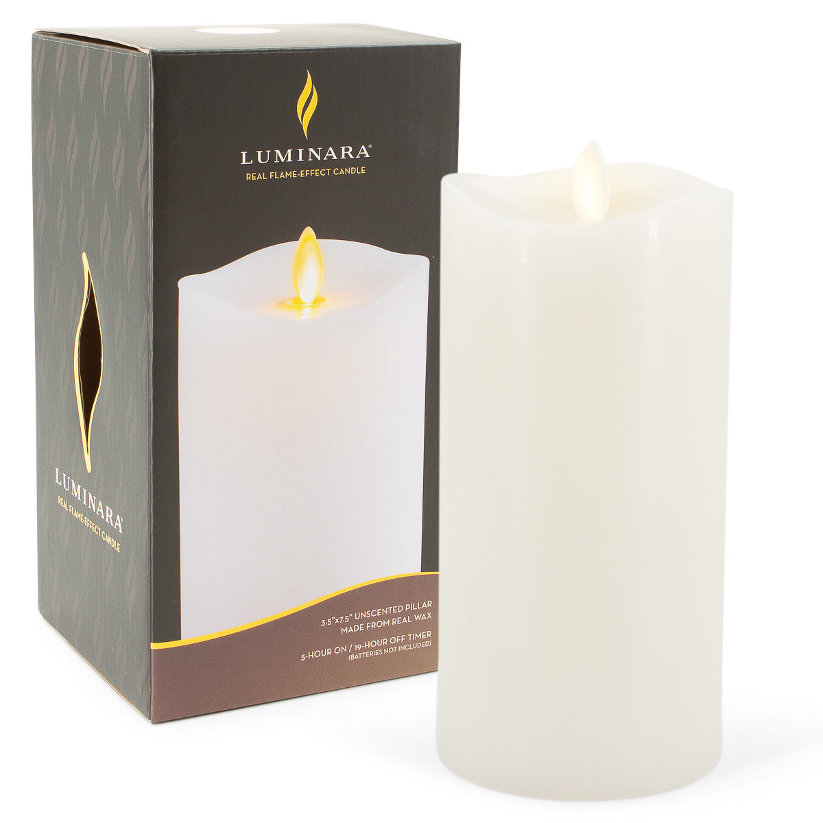 Luminara LED Flameless Pillar Wax Candle - Real Flame Effect!