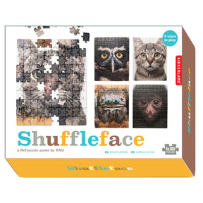 Kikkerland 4 Set of 100pc Shuffleface Puzzles – Mix & Match Fun!